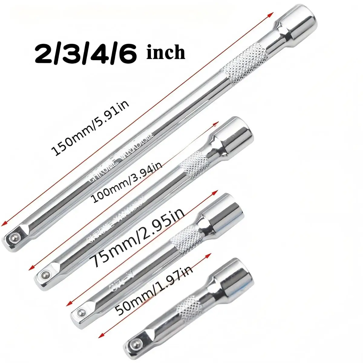 4-teiliges 1/4"-Steckschlüssel-Verlängerungsset, Antriebssteckschlüssel Viertel-Zoll-Ratschen-Verlängerungsstangen-Set – Detail 1