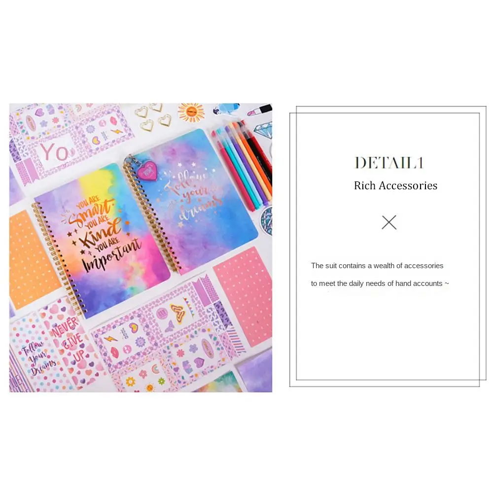 Colorful Kawaii Hand Ledger Set Weekly Planner High Quality Student Diary Set Classroom Note Binder Notebook