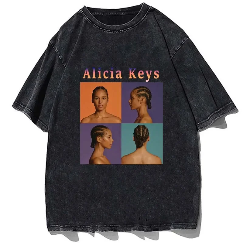 American Tour 2023 Alicia Keys Best Of album merch shirt summer oversize cotton tshirt fashion men casual streetwear T-shirt