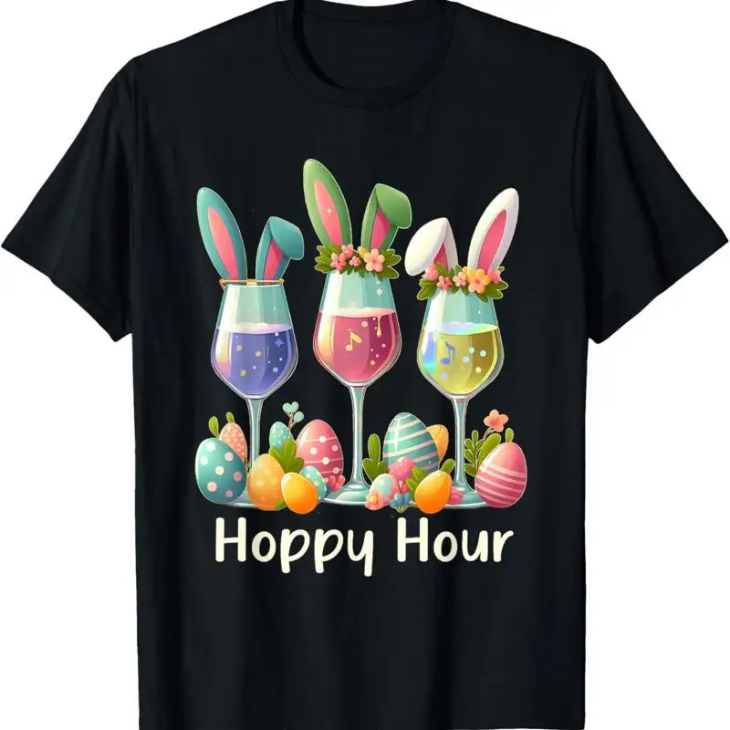 

Футболка Hoppy Hour Easter Bunny Wine Glasses Lovers Three Lover