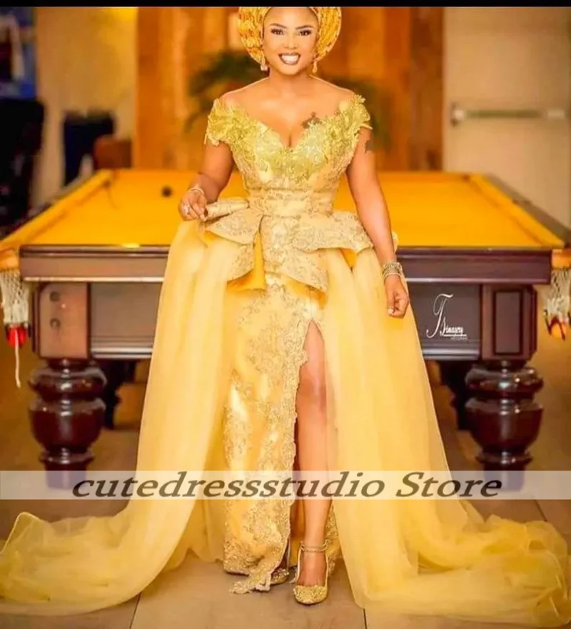 Dubai Formelles Abendkleid Meerjungfrau-Stil Schulterfrei mit Perlen und Pailletten Applikationen Partykleid Ballkleid Vestidos De Fiesta Maßanfertigung