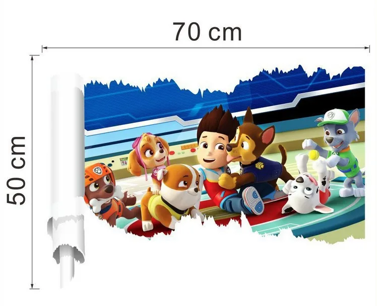 Heiße Paw Patrol Wandaufkleber für Kinder, Jungen, Mädchen, Wohnzimmer, moderne Heimdekoration, Zubehör, PVC, abnehmbares Papier, DIY-Dekoration – Detail 3