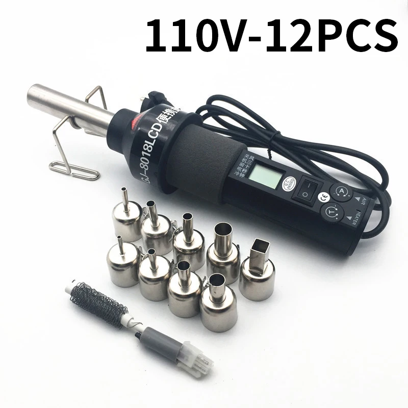 Portable Heat Hot Air Gun Rework Solder Station 8018LCD 450W Blower +Adjustable Electric Soldering Iron 220V 60W Desoldering