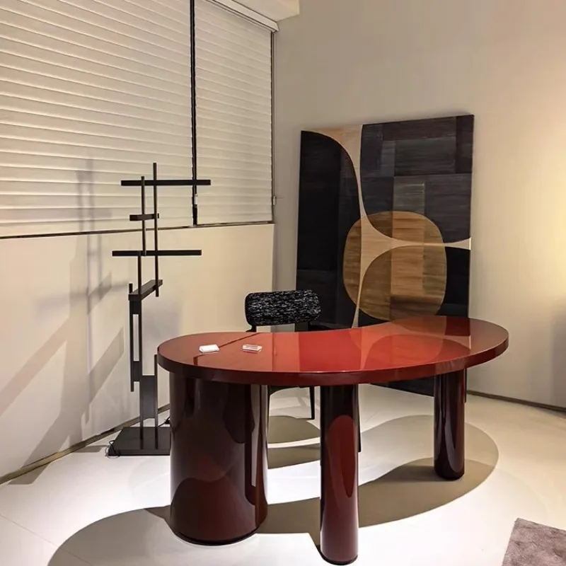 Minimalist postmodern red desk, model villa study office desk