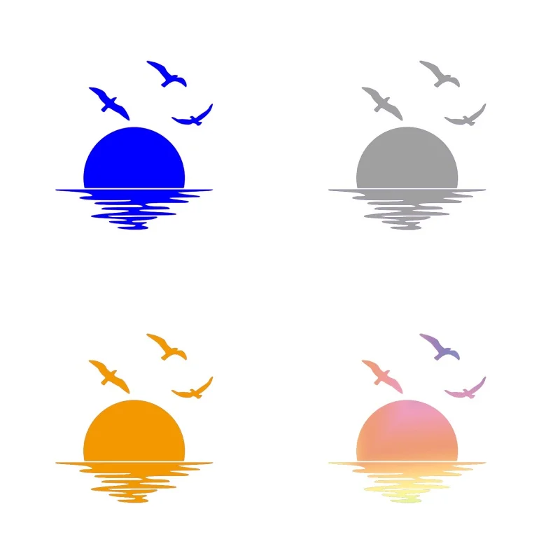 1Pc 2D Flat Sea Sunrise Seagull Vinyl Sticker, Waterproof Decal for SUV Camper RV Van Motorhome Caravan Decor, Holiday Gift