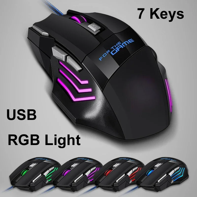 G6 RGB Backlit Ergonomic Game USB Mouse USB Wired Gaming Mouse  2400 DPI Adjustable 7 Keys 7 Color for Notebook Laptop Desktop