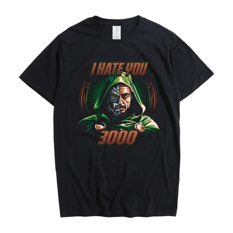 Camiseta Doctor Doom Marvel con estampado de "I Hate You 3000", camiseta informal unisex de algodón de gran tamaño, cuello redondo y manga corta