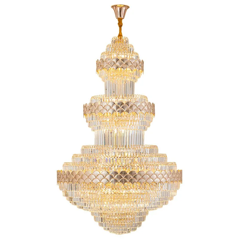 Duplex floor chandelier European villa living room crystal chandelier