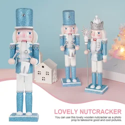 30cm Wooden Nutcracker Ornament Soldier Figurement Handcraft Doll Toy Home Office Table Xmas Decoration Statues Christmas Gift