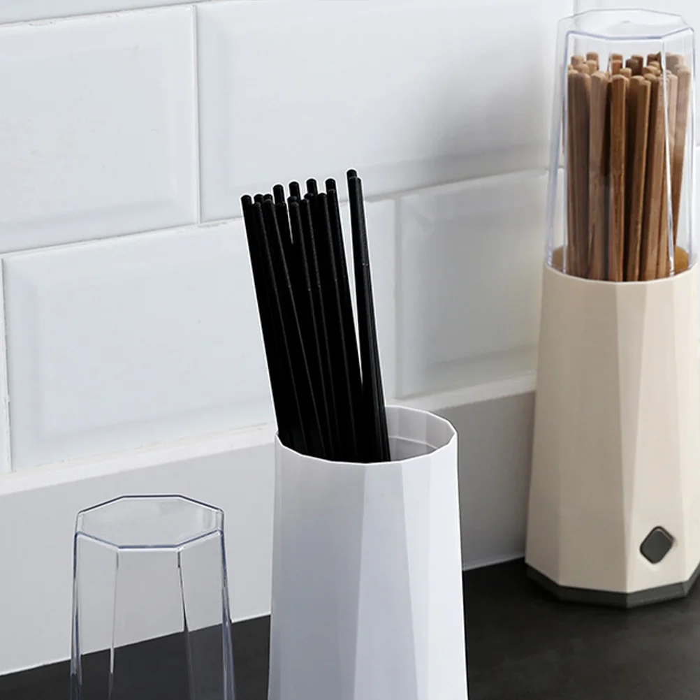 

Kitchen Chopsticks Drain Rack with Cover Detachable Design Storage Holder for Spoons Forks Tableware Organizer Beige