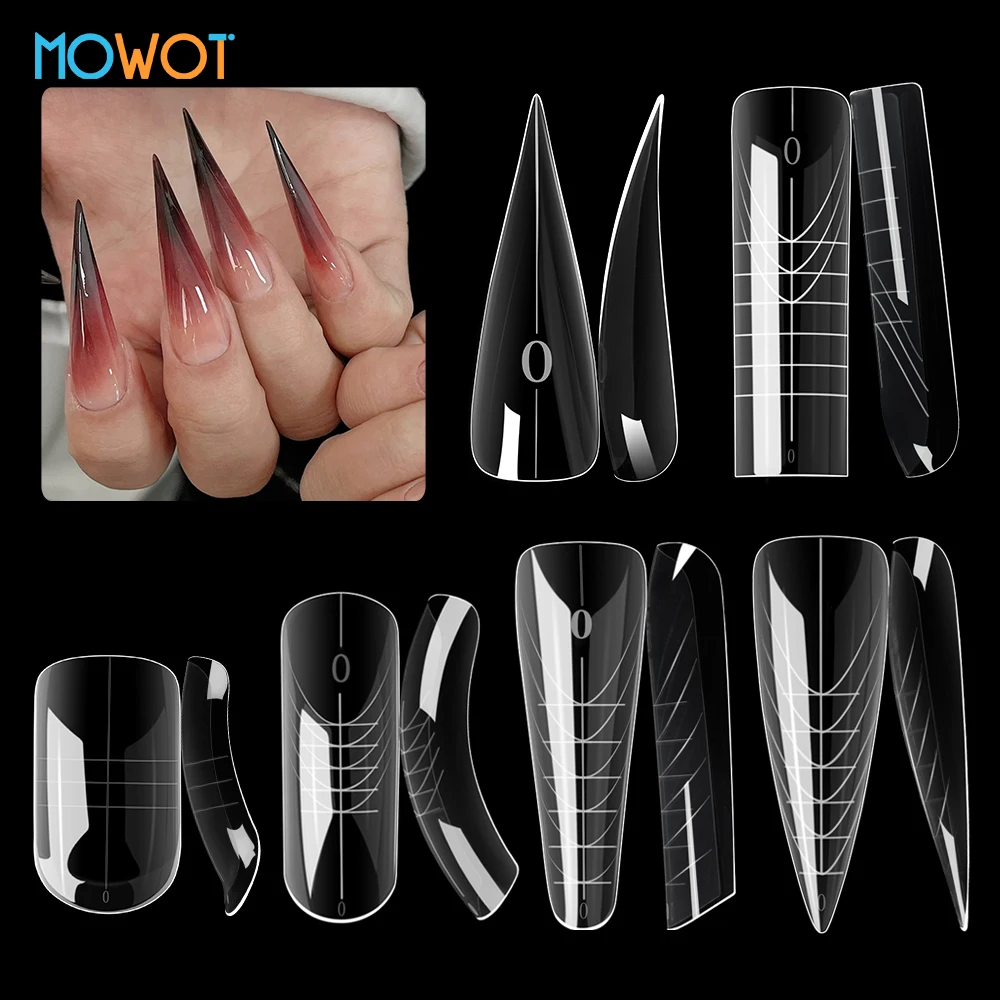 

MOWOT 75/150pcs Dual Nail Forms Acrylic Full Cover Poly Nail Gel Extension Nail Mold Reusable False Tips 15 Sizes Manicure Tools