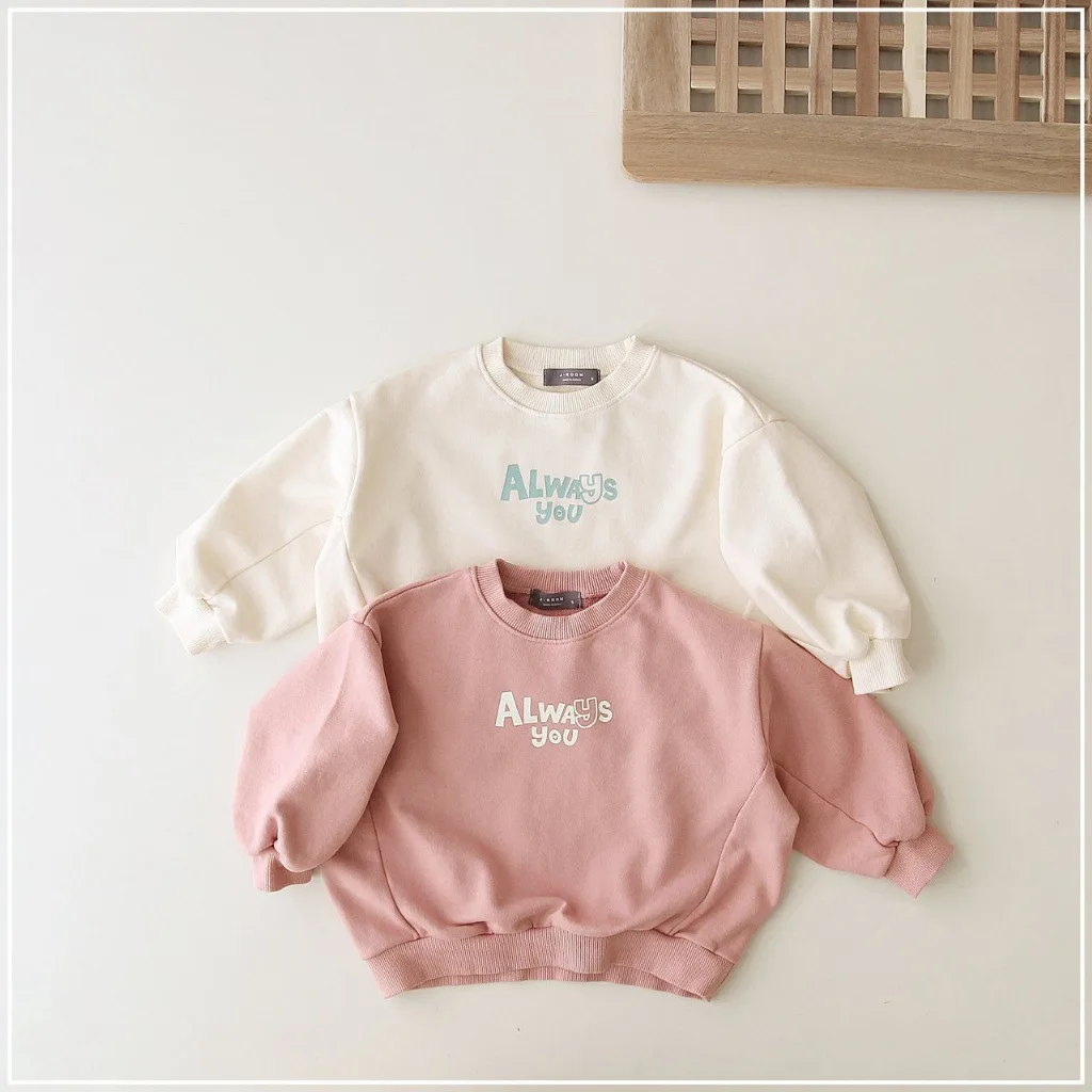 Sudadera de manga larga con estampado de letras para niños y niñas, Tops informales, ropa infantil, Otoño, 2023