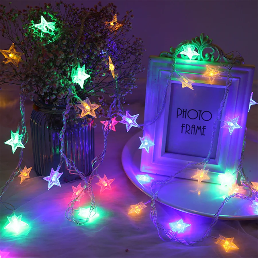 20/40/80LEDs Star Fairy String Lights Battery/USB Powered Christmas Garlands Lights For Home Party Wedding Holiday Decoration