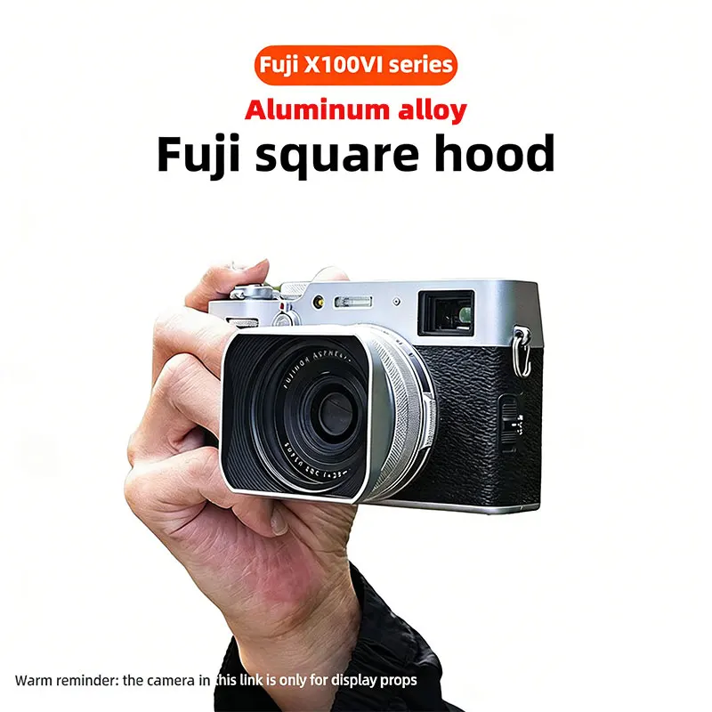 Premium Aluminium-Gegenlichtblende Quadratische Metall-Gegenlichtblende mit Adapterring für Fujifilm X100VI X100F X100S X100T Kamera-Zubehör