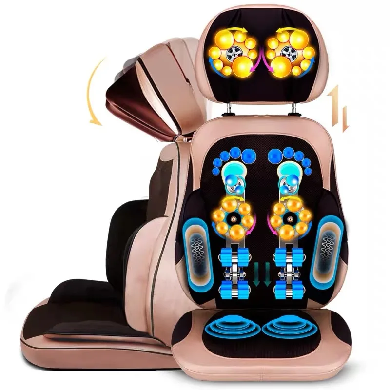 

Портативный массажный матрас-подушка шиацу для всего тела из кожи с вибрацией, разминанием и подогревом для шеи, спины, поясницы, ягодиц, ног и головы