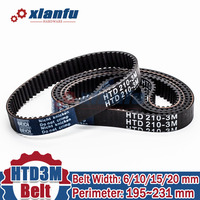 HTD 3M Timing Belt Perimeter Lp=195 198 201 204 207 210 213 216 219 222 225 228 231mm Rubber Closed Loop Belt Width 6/10/15/20mm