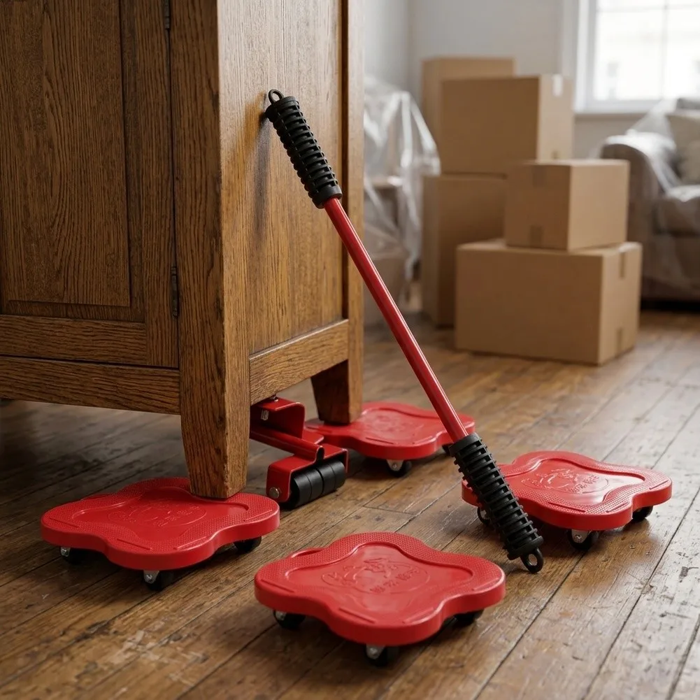 Heavy Furniture Moving Kit With Steel Lifter And Roller Sliders For Easy Appliance Transport Up To 220lbs For Home Relocation