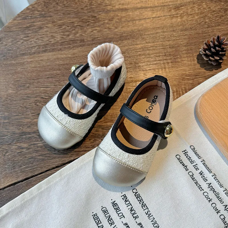 

Kids Casual Shoes Round Toes Elegant Girls Princess Flat Shoes Soft Sole 2025 Autumn New Children Leather Shoes Sweet MaryJanes