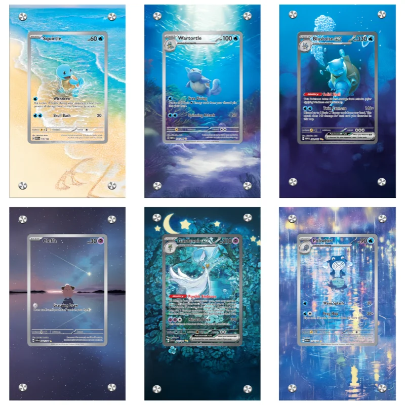 Pokemon Kart Tuğla PTCG Squirtle Wartortle Blastoise Cleffa Scarlet Violet 151, DIY Oyuncak Anime Oyunu Genişletmek Akrilik Koruyucu Kılıf