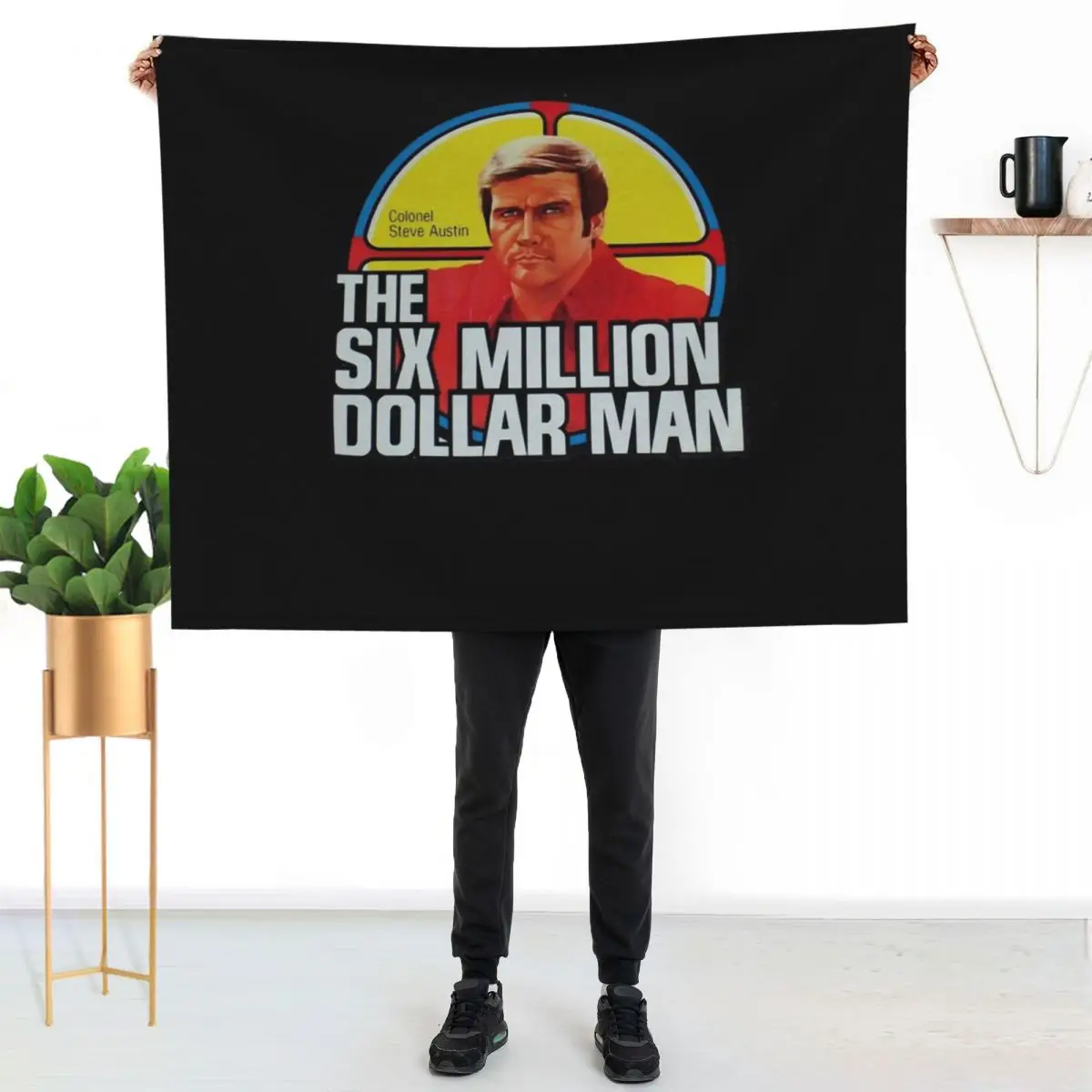 Music Retro The Six Million Dollar Man Awesome For Music Fans Throw Blanket couch cozy soft plush fuzzy picnic outdoor blanket