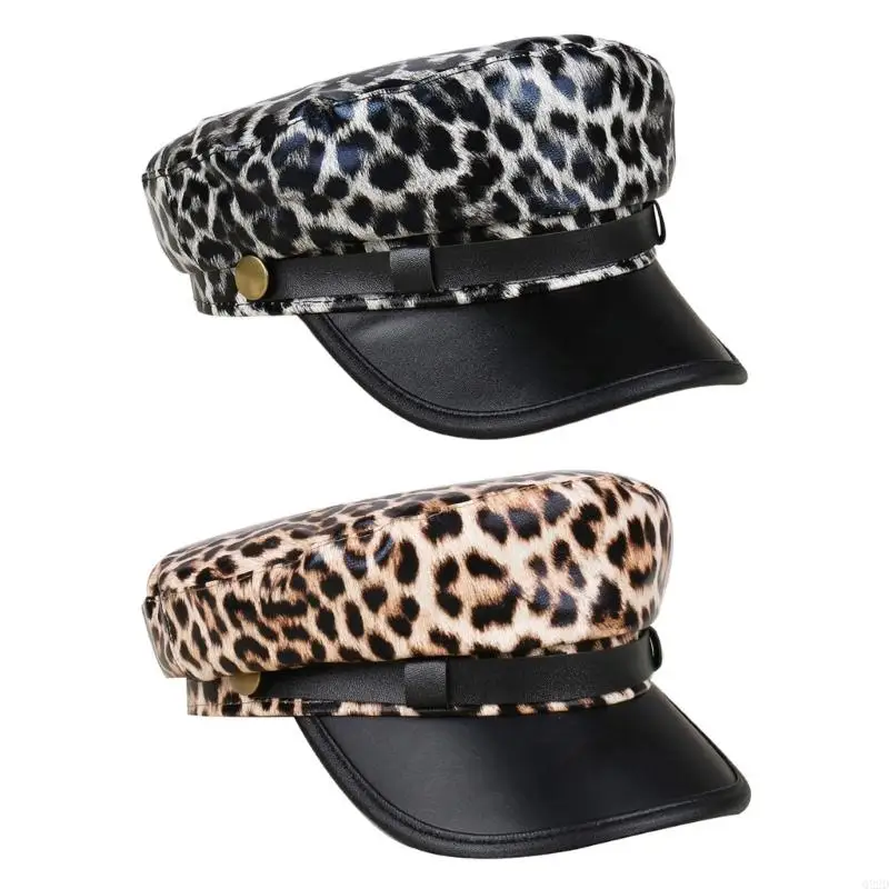 

Q22D плоская кепка из искусственной кожи с леопардовым принтом, защита от солнца, дышащая для езды на открытом воздухе, модный