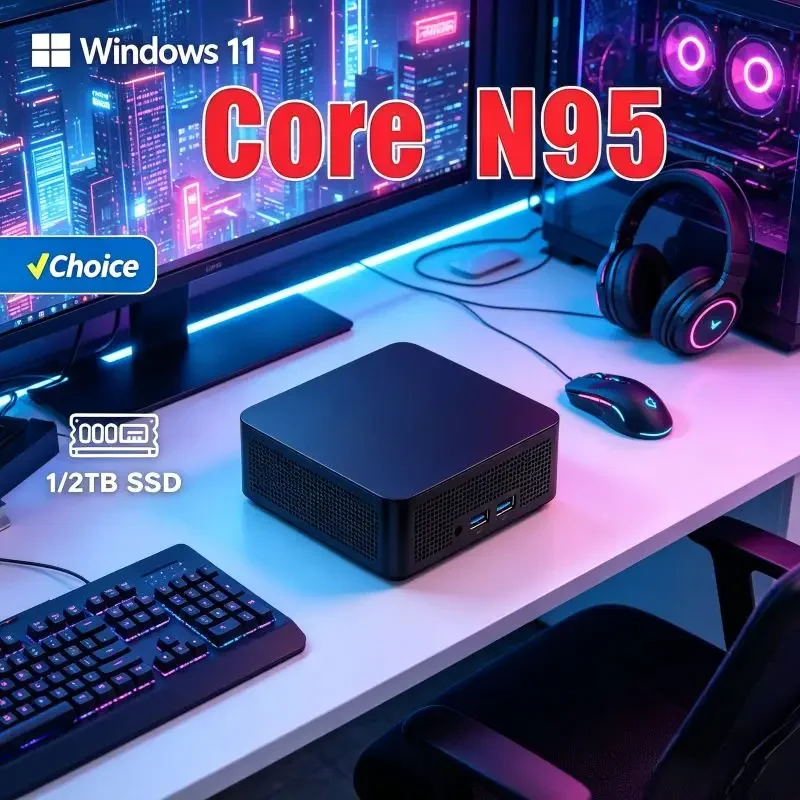 

Lightweight Slim Core N95 Mini PC, Energy Efficient,16GB SSD Memory, Win11, Steady WiFi6 Signal, for Home & Casual Business Work