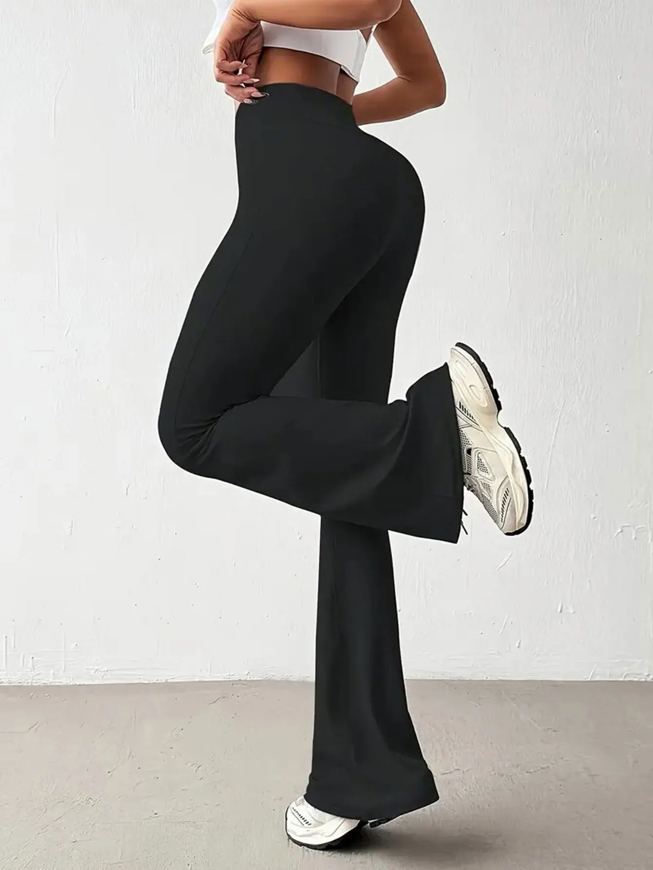 Dames elegante zachte effen volledige lengte casual broek herfst winter dagelijks basic mode