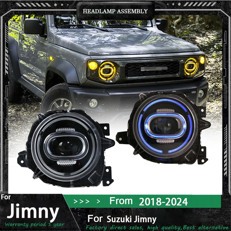 

Фара для Suzuki Jimny, светодиодная фара 2018-2024, фары для Jimny DRL, указатель поворота, дальний свет, линза проектора «ангельский глаз»