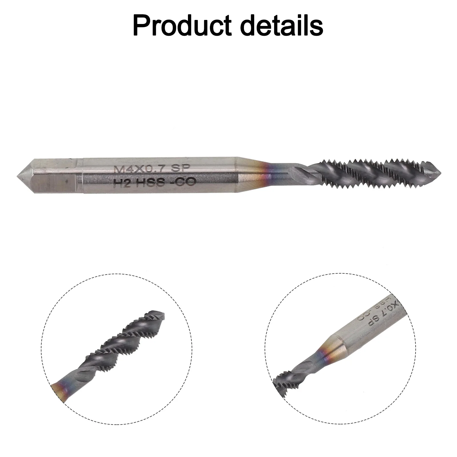 1pc 4mm X 0.7 Spiral Flute Tap Metric Machine Thread Tap HSS Nitriding Coated Spiral Groove Taps CNC Metalworking Industrial