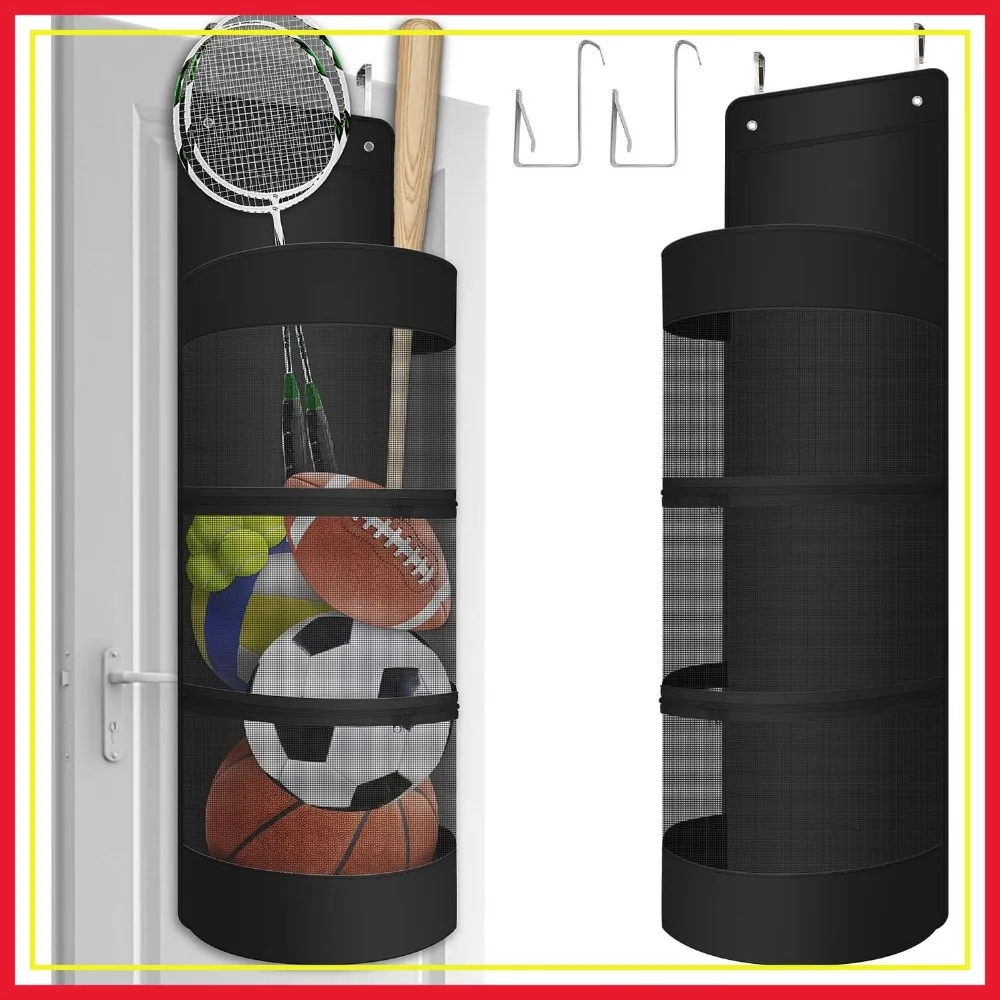 

Over The Door Sports Equipment Organizer - Holds Soccer, Basketball, Football, Volleyball, and More