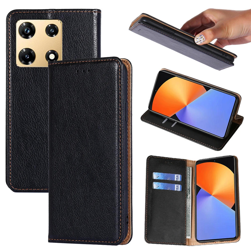 For Infinix Hot 20 12 11 11S 10 Play Luxury Leather Wallet Case On Note 30 12 11 10 Pro Flip Cover Coque Card Slot Buckl