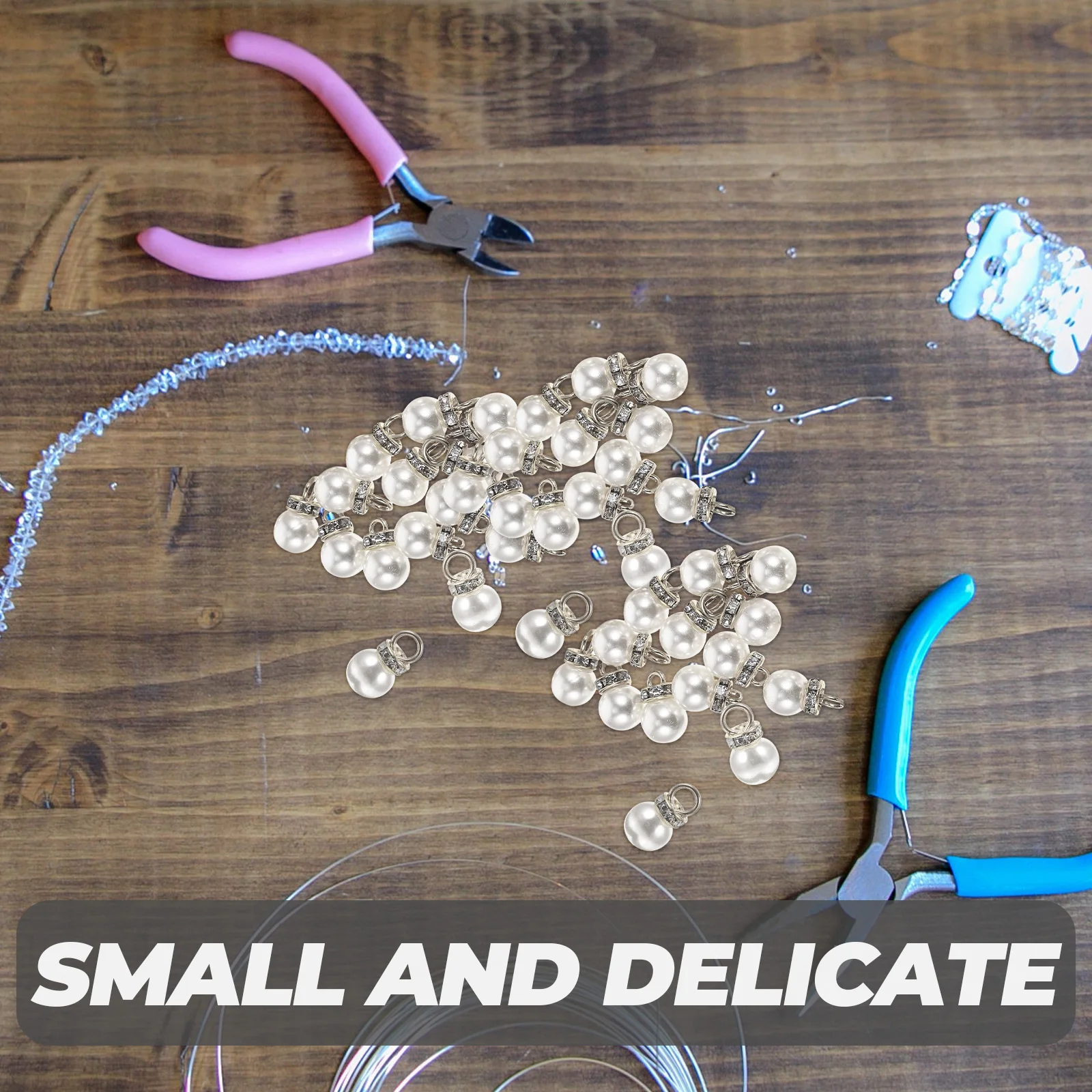 

100 Pcs Pearl Beads Imitation Pendant for Jewelry Making Charms Plastic Bracelet Supplies Adults Silver Bracelets