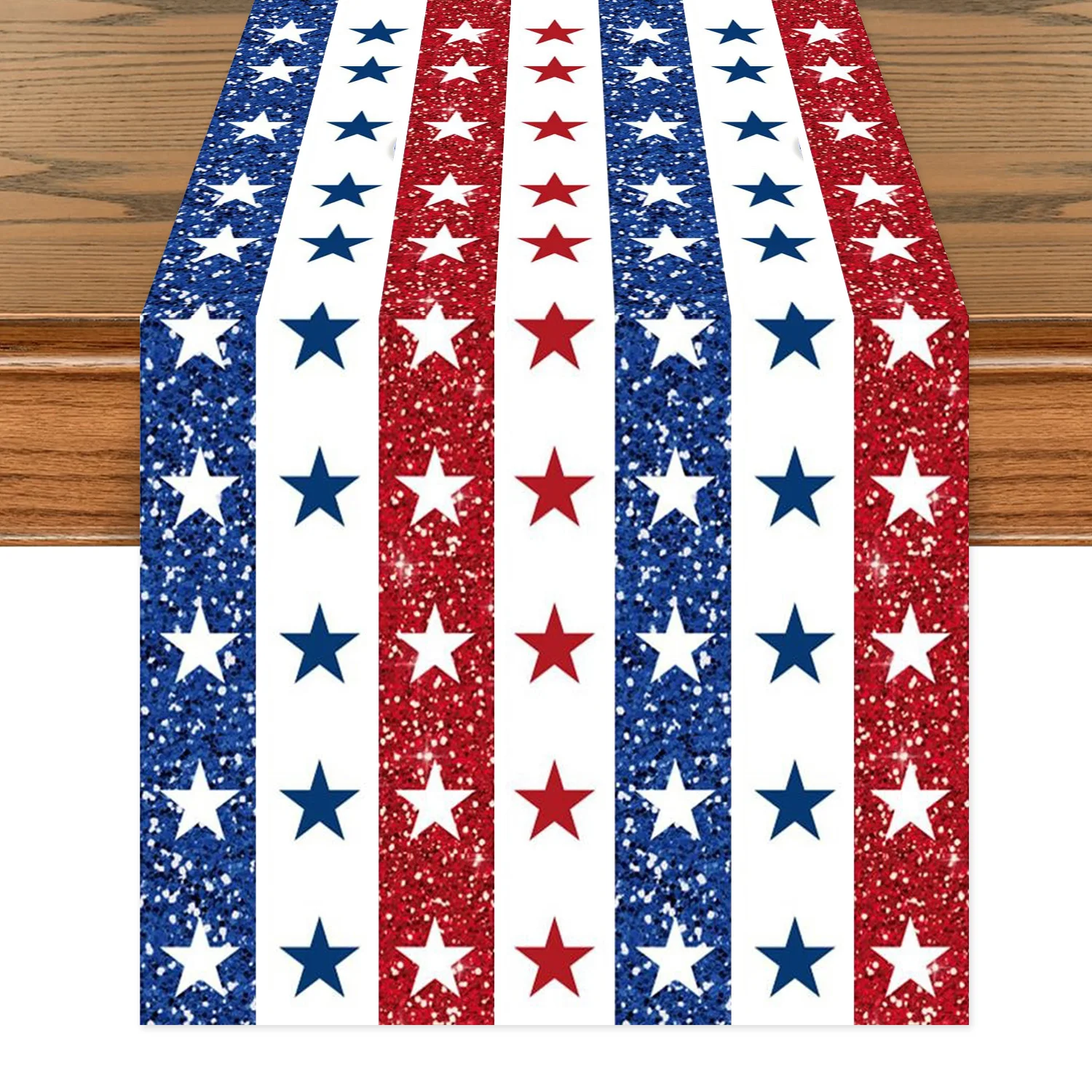 Patriotic pentagram logo Table Runner Festive Backdrop Suitable For Independence Day Home Gathering Dining Decoration