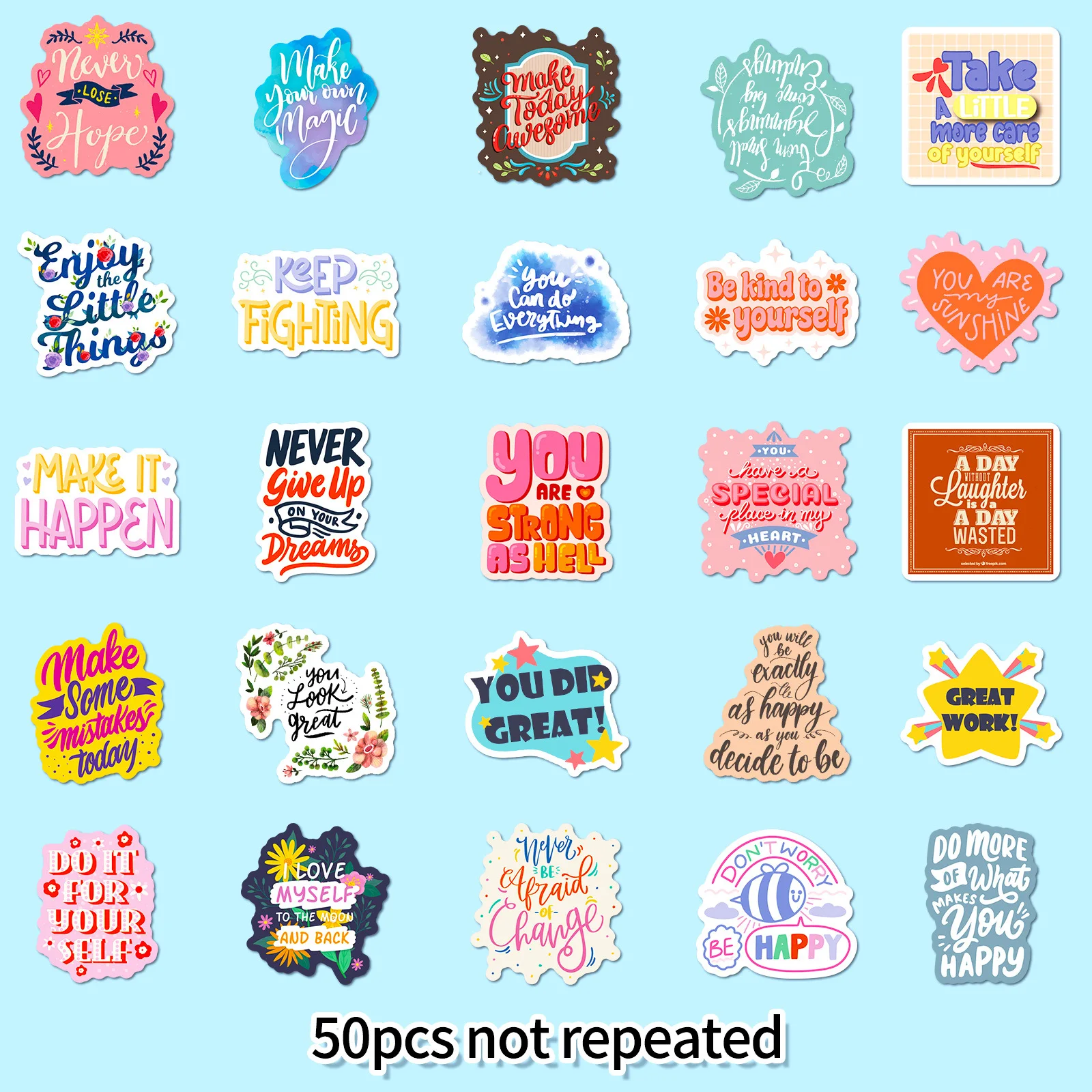 50 Pcs Inspirational Sticker Pack, Inspirational Stickers, Affirmation Positive Stickers for Journaling Computer Decals Laptop