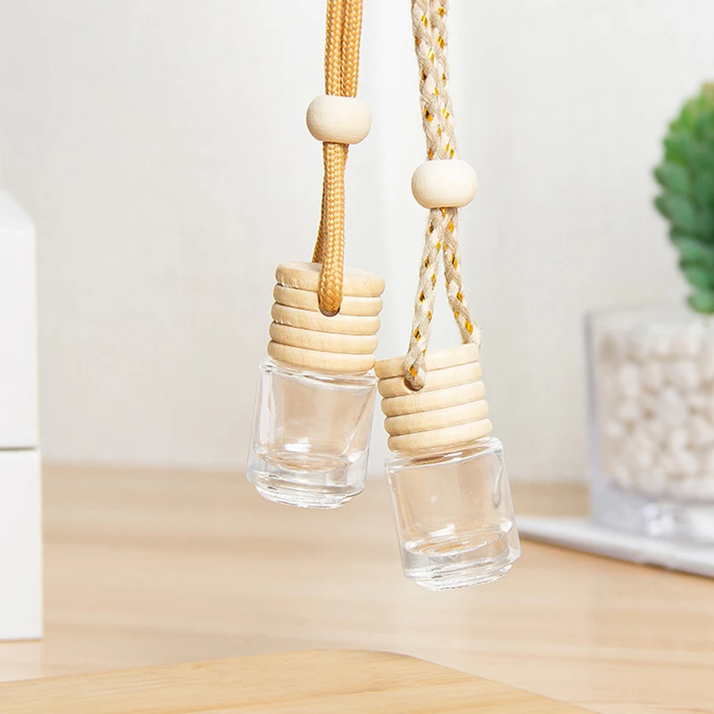 

10Pcs 5ml Hanging Car Air Freshener Diffuser Empty Pendant Perfume Aromatherapy Bottle Clear Glass Refillable Ornament Vials