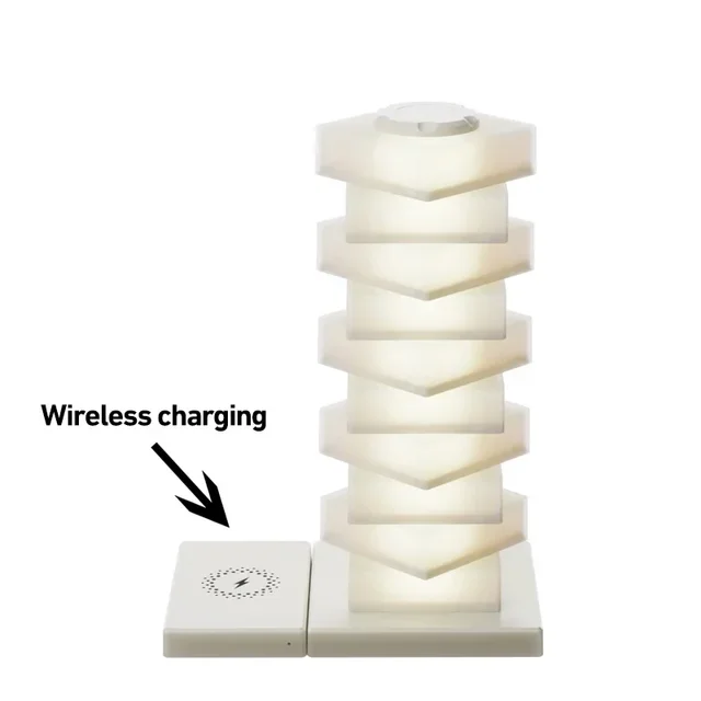 Versatile DIY Table Lamp RGB Light With Color-changing And Shapes Chageable, Table Lamp With Wireless Charger Bedside Lamp