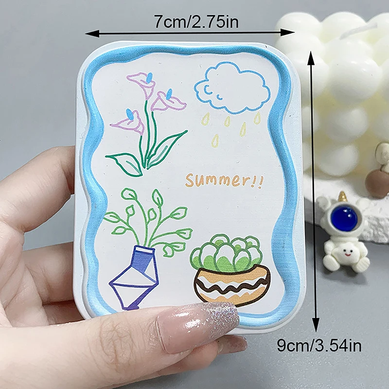 Vaso di fiori del fumetto specchio per il trucco pieghevole specchio tascabile portatile specchio per il trucco cosmetico rettangolare da donna con pettine