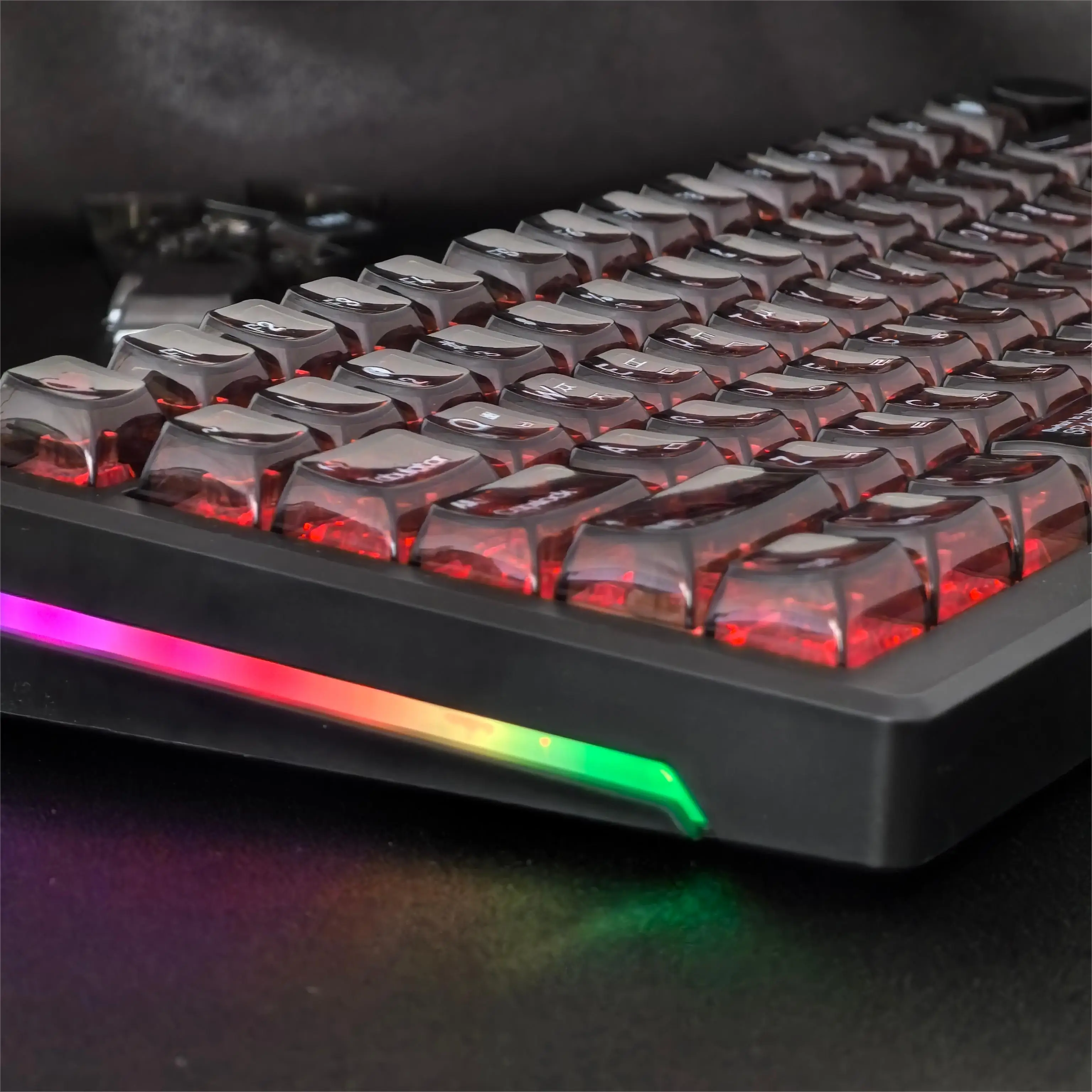 Korean Keycaps 132 Keys Black Transparent Keycap CBSA Profile PC Material Key Caps Suitable for MX Switch Mechanical Keyboard