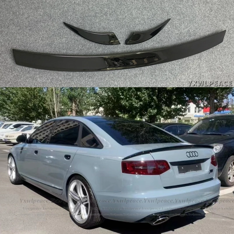 For Audi A6 C6 Spoiler 2005 -2011 High Quality PU Material Primer Color Rear Trunk Lip Spoiler Body Kit Accessories