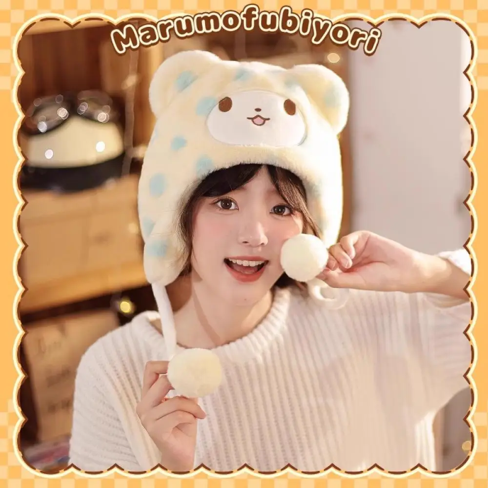 Sanrio Marumofubiyori Plush Earmuff Hat half finger gloves Touchscreen gloves Winter Warm Gloves Cute earmuffs Adult hat gift