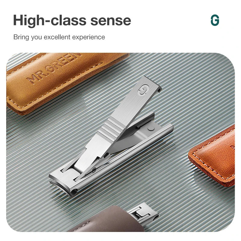 MR.GREEN Ultra Thin Nail Clippers Portable Nail Cutters With Cow Leather Cover Superior Texture Stainless Steel Manicure Tool