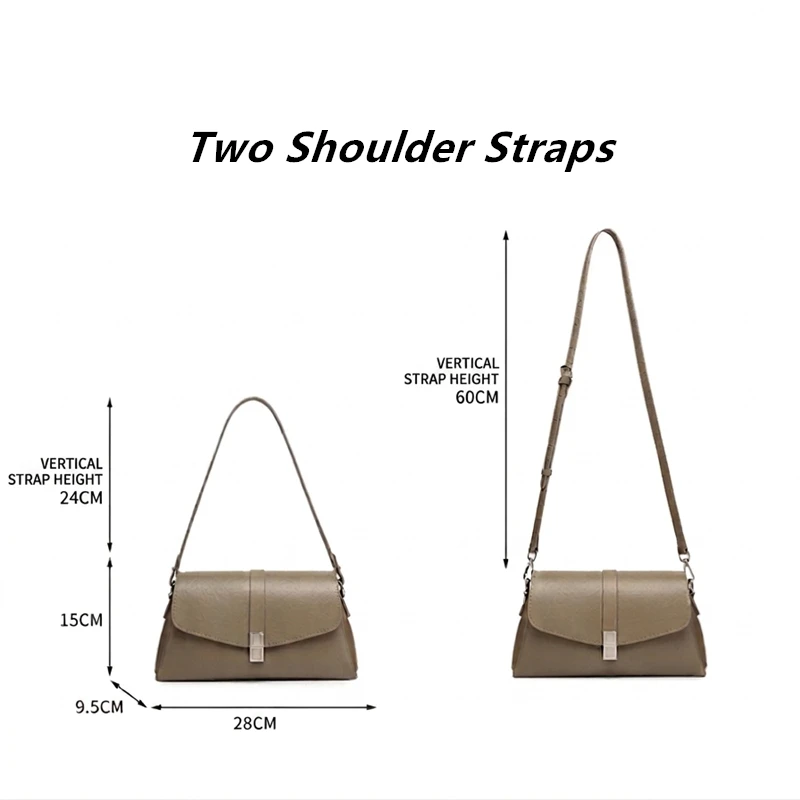BURMINSA Small Genuine Leather Crossbody Bag Women Minimalist Cowhide Flap Underarm Shoulder Bag Ladies Work Commute Handbags