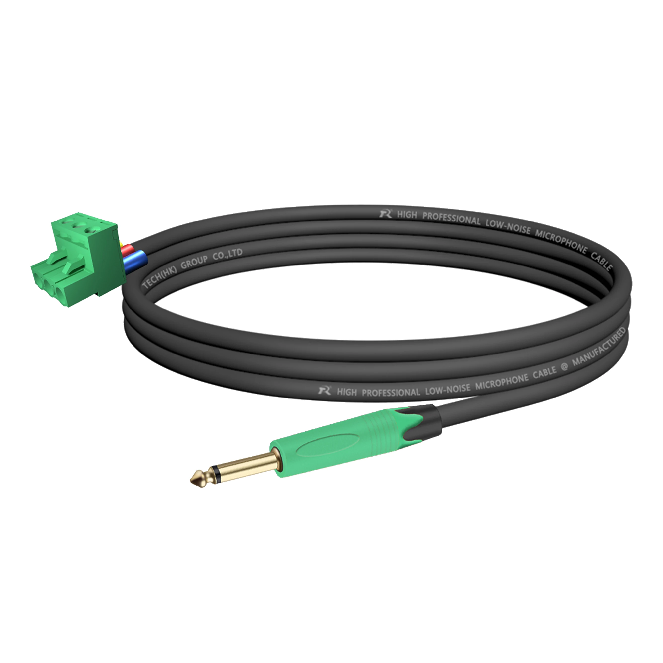 Professionelles 6,35/6,5 mm (1/4 Zoll) TS-Mono-Stecker auf 3-poligen 5,08 mm Phoenix-Stecker-Kabel, symmetrische Audiosignalübertragung – Detail 15