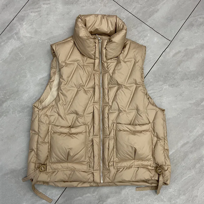 

Autumn and Winter New Women's Down Vest Loose Commuting Windproof Standing Collar Short Vest Jacket