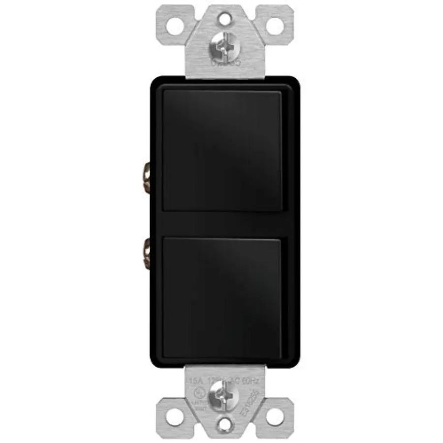 

Double Paddle Rocker Combination Decorator Switch, Ground Terminal, Copper Wires Only, or, Residential/Commercial Grade, 15A 12