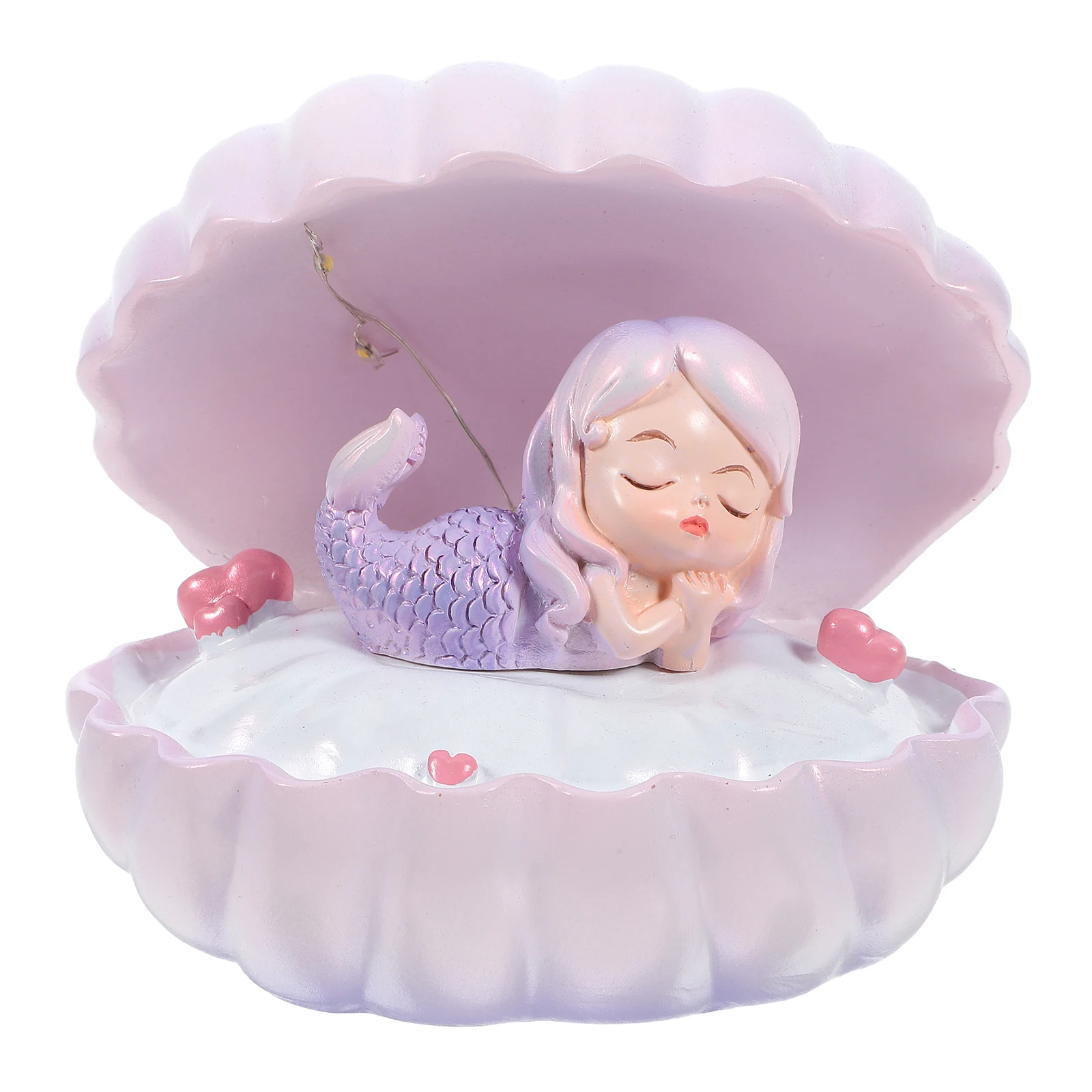 

Mermaid Night Cartoon Resin Princess Decor Pink LED Girls DIY Night Light Lamp Material Seashell Bedside Table Lamp