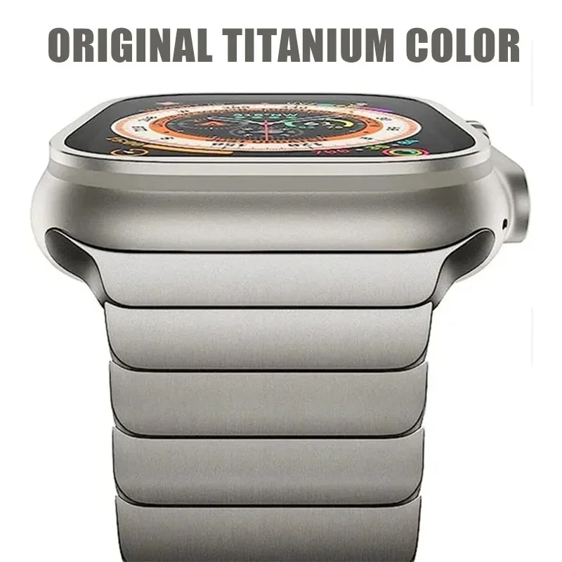 Titanium color band For Apple Watch Band Ultra 2 49mm 9 8 7 5 4 se 6 for iwatch 45mm 41 42 44mm 38 40mm stainless steel bracelet