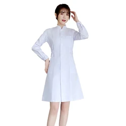 Ladies long sleeve overalls uniform, hospital pet hospital, clinic, dental health school, white/blue nurse uniform good cleaning