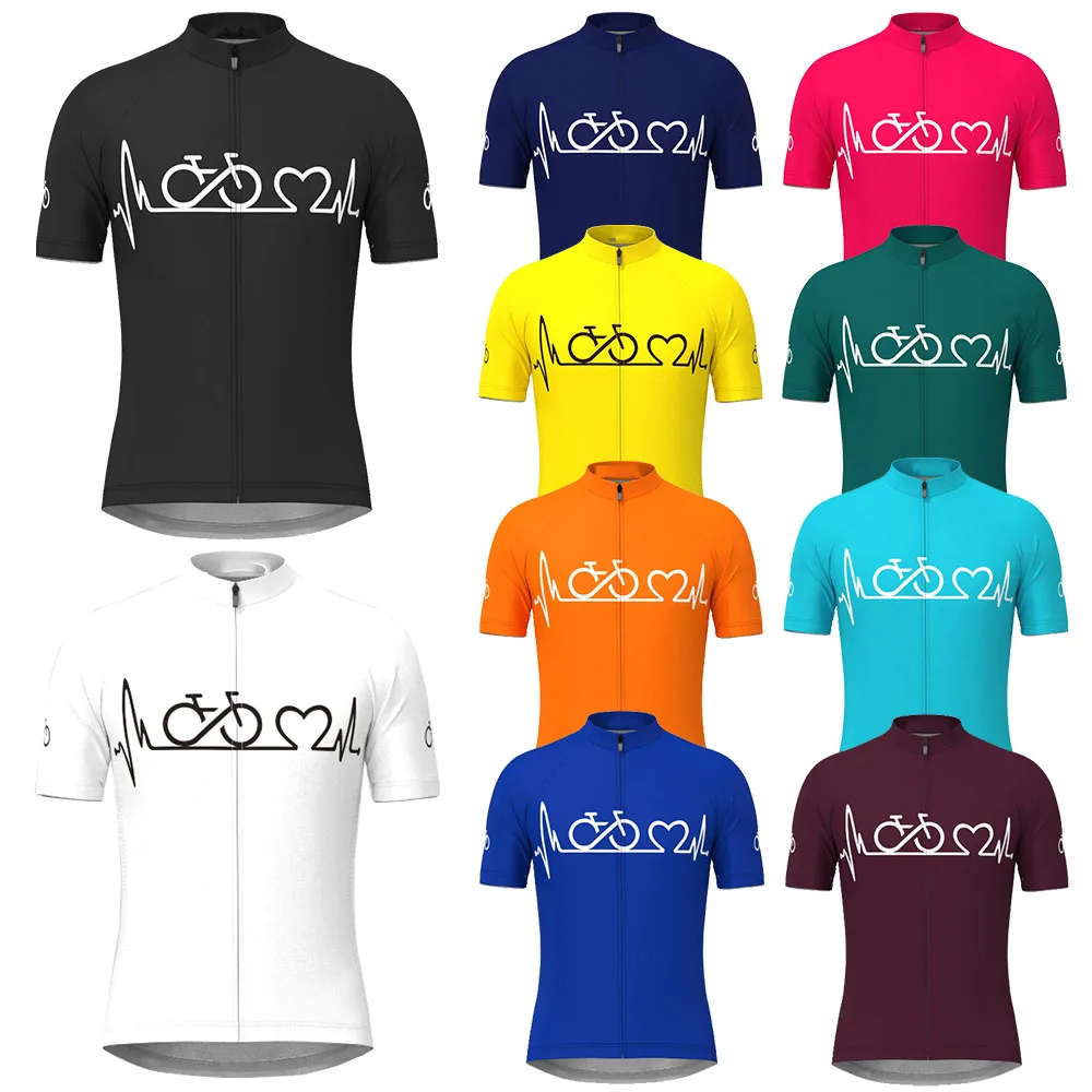 Bike Heartbeat Men Cycling Jersey for Men Short Sleeve  MTB Maillot Downhill Pro Team Mountain Bicycle Clothing Customized