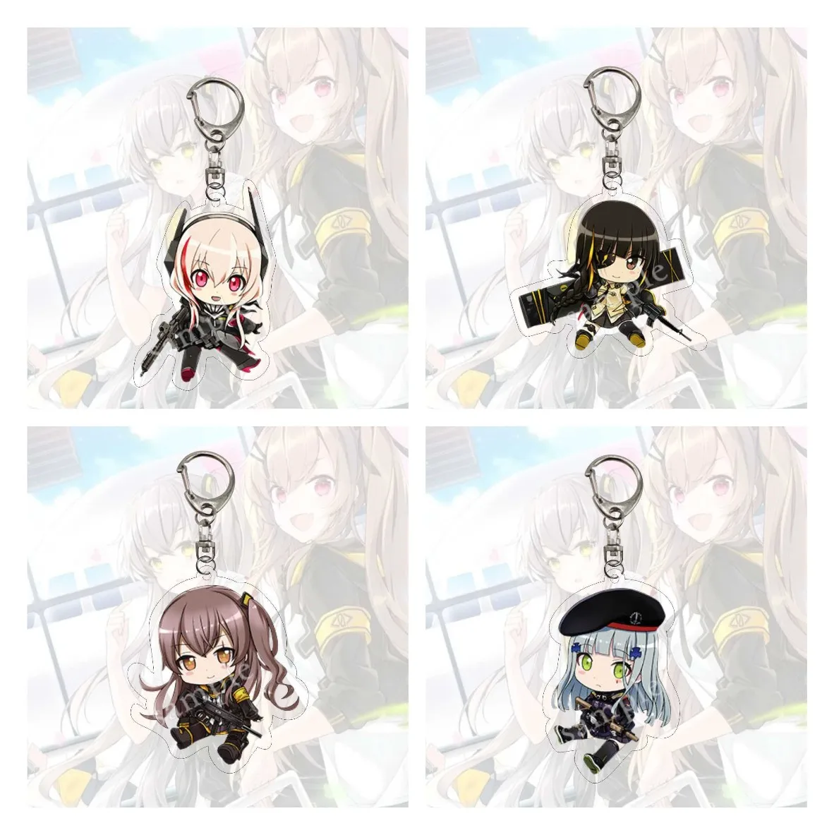 Girls' Frontline Anime Figures M4 SOPMODII M16A1 Acrylic Key Chains Kawaii Bag Pendant Decor Toy Fans Collection Gift 6CM